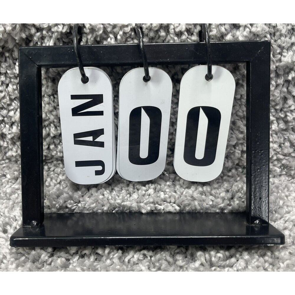 Nice Metal Flip Day Month Date Calendar Home Vintage Style Farmhouse